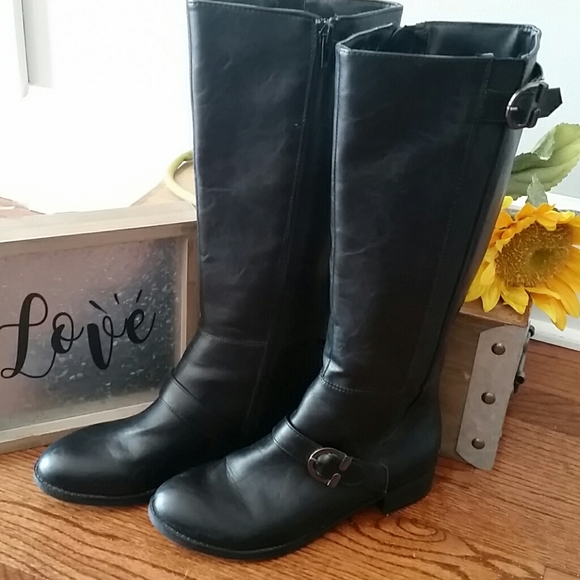 Life Stride Shoes - Life Stride Black Leather Knee High Boots - Size 6